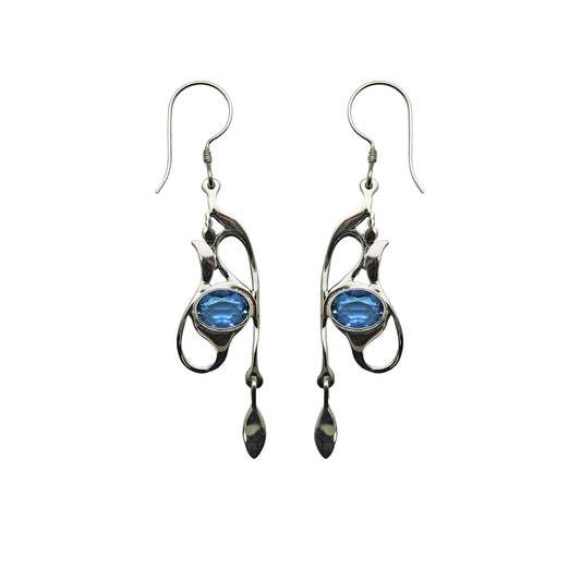 (333CSBQ) Swiss Blue Quartz Nouveau Vine Earrings