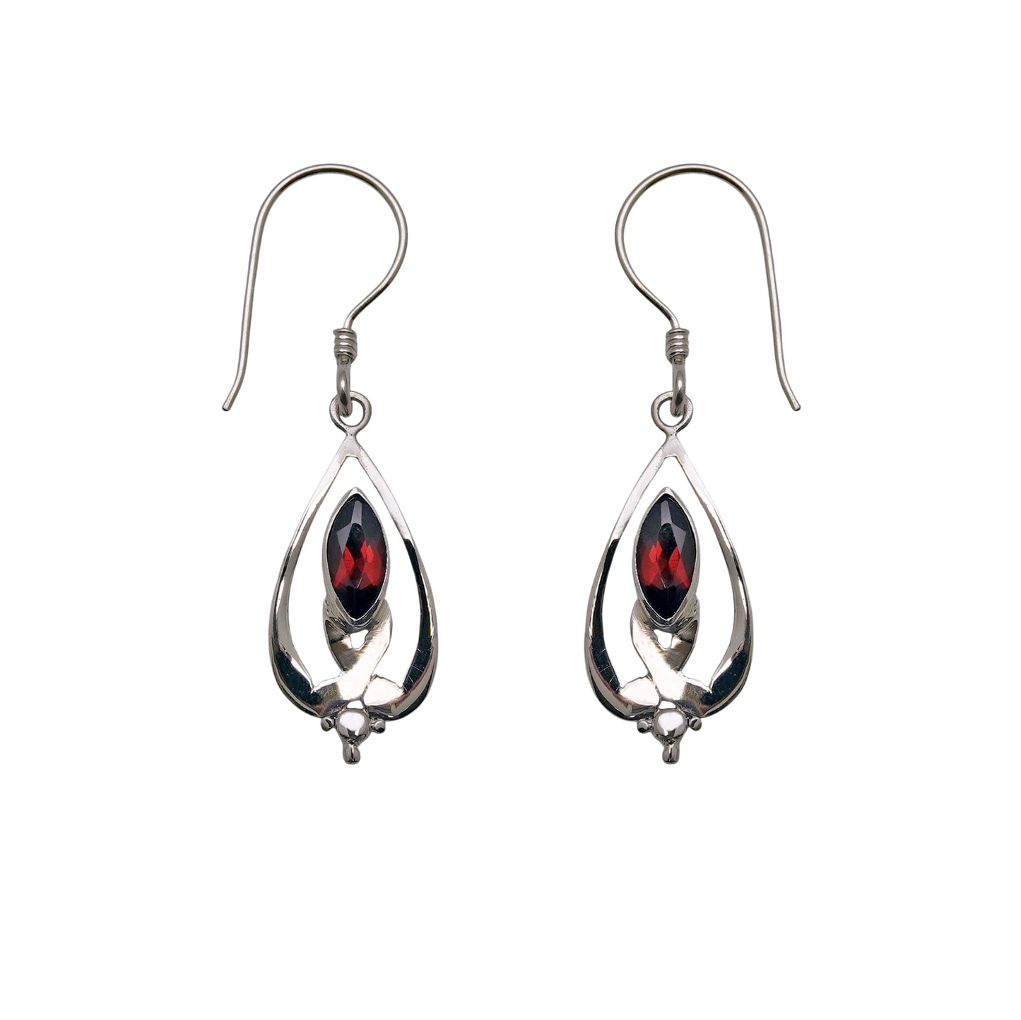 (335CGA) Garnet Marquise Bloom Earrings