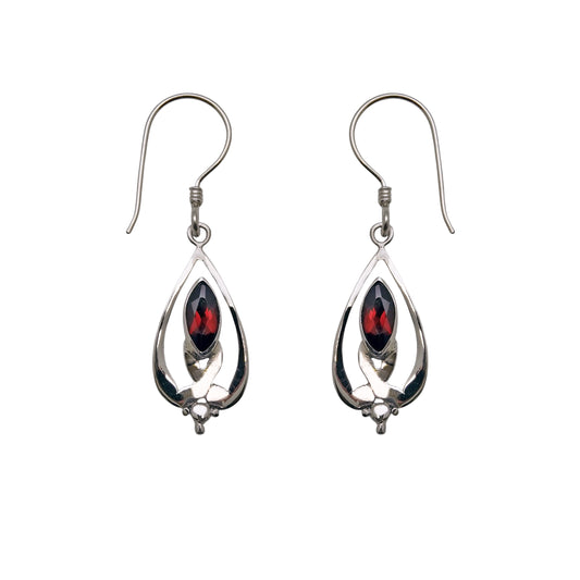 (335CGA) Garnet Marquise Bloom Earrings