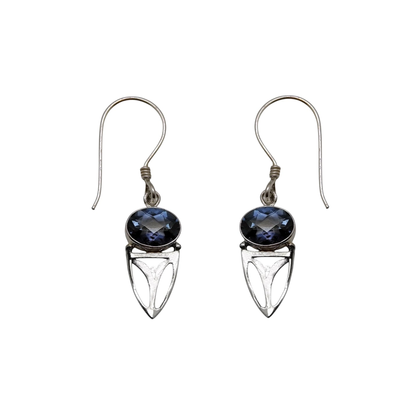 (336CBQ) Blue Quartz Silver Earring