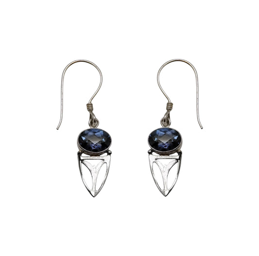 (336CBQ) Blue Quartz Silver Earring