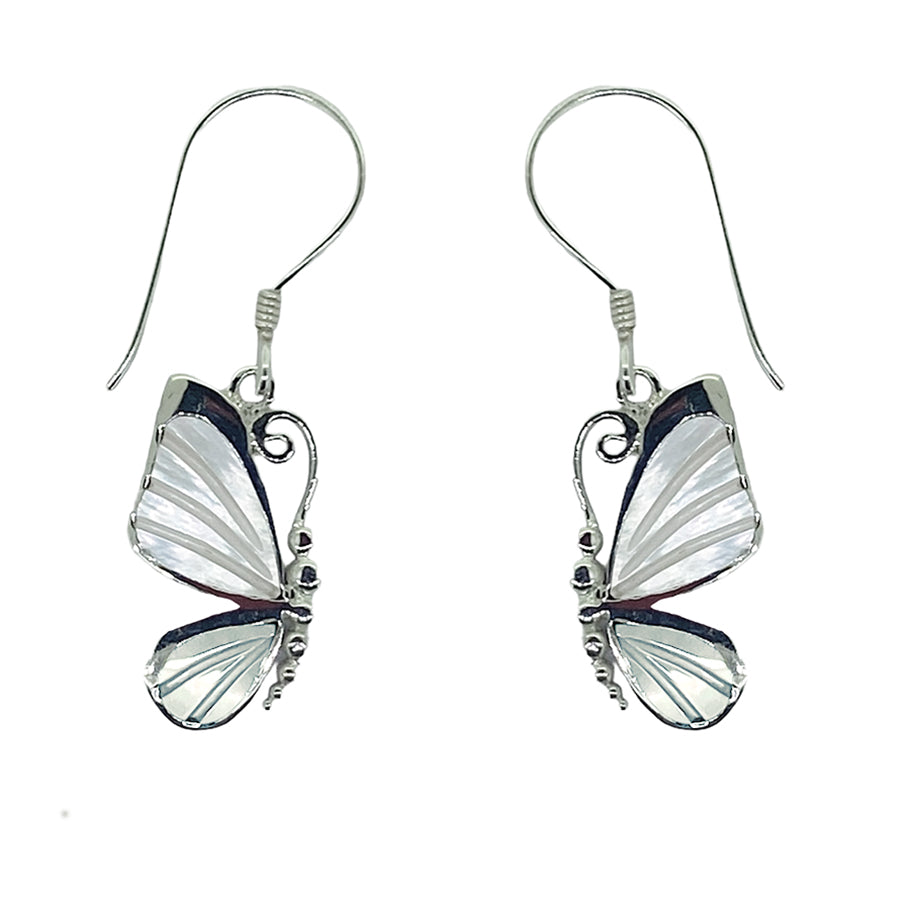 (SP337AMOP) Mother of Pearl Butterfly Dangle Earrings