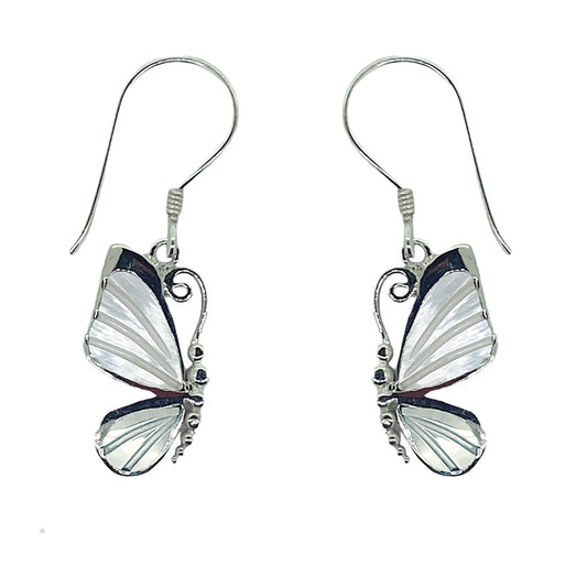 (SP337AMOP) Mother of Pearl Butterfly Dangle Earrings