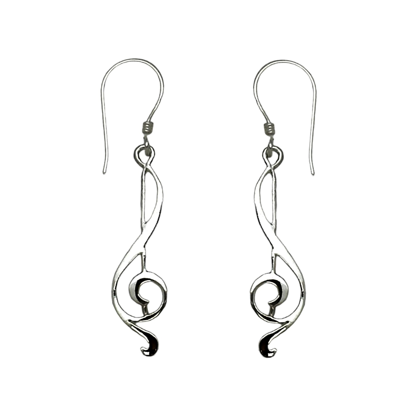 (337BSS) Silver G Clef Dangle Earring