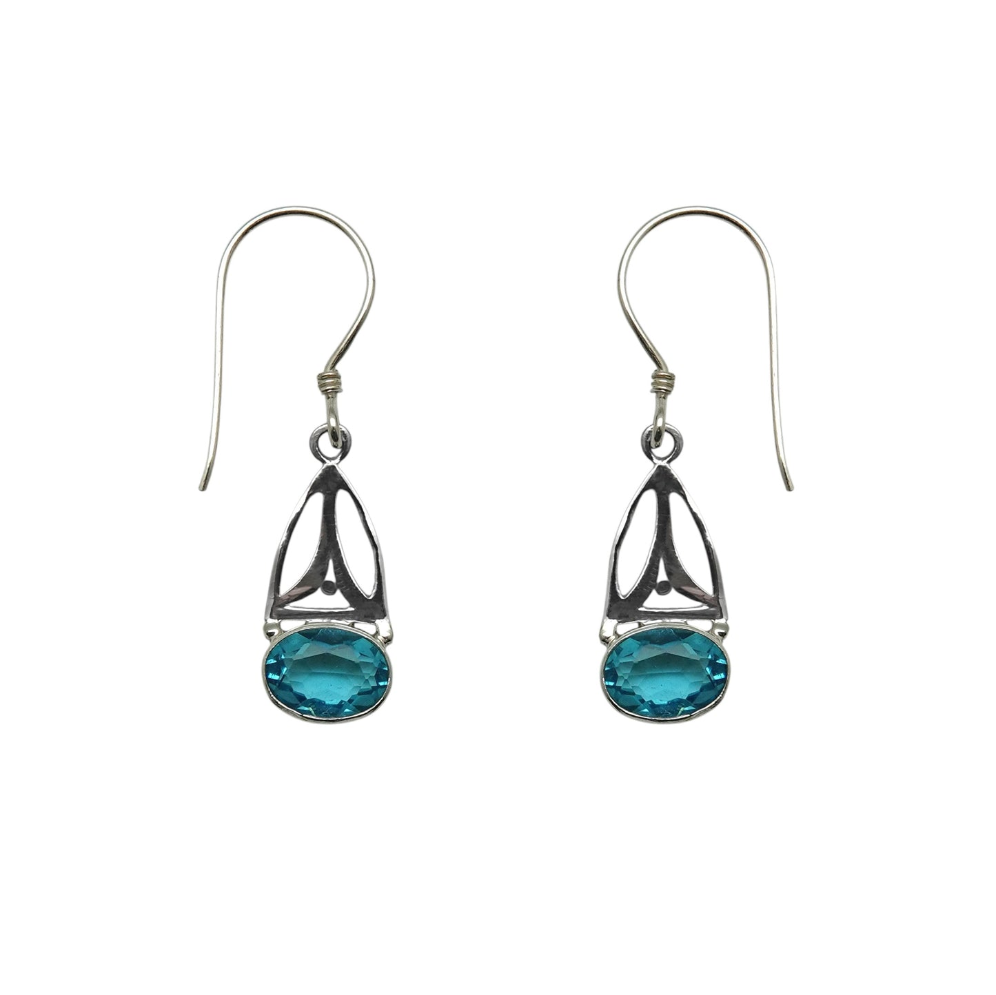 (337CSBQ)  Swiss Blue Quartz Silver Arc Earrings
