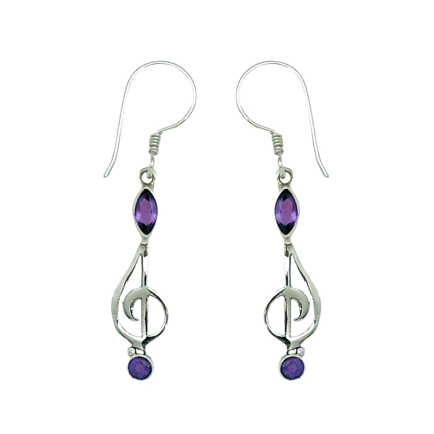 (338BAM) Amethyst earring G clef