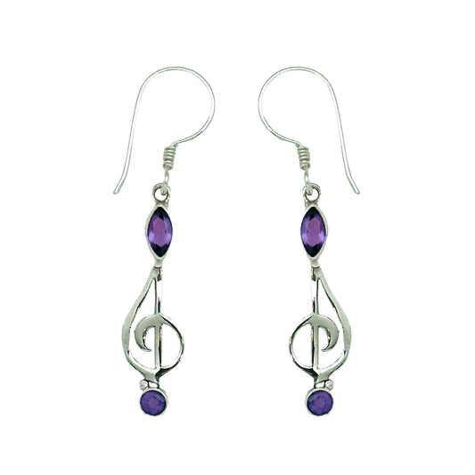 (338BAM) Amethyst earring G clef