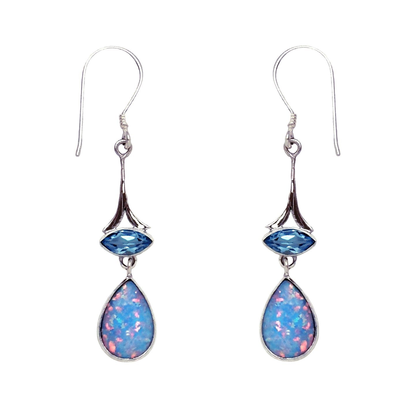 (340BBTOPSB) Blue opal blue topaz earring