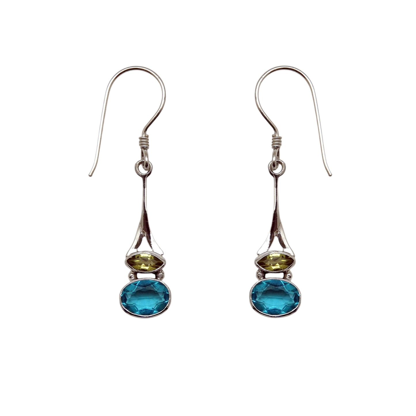 (341CPESBQ) Peridot and Blue Horizon Drop Earrings