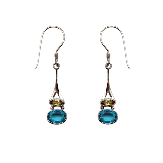 (341CPESBQ) Peridot and Blue Horizon Drop Earrings