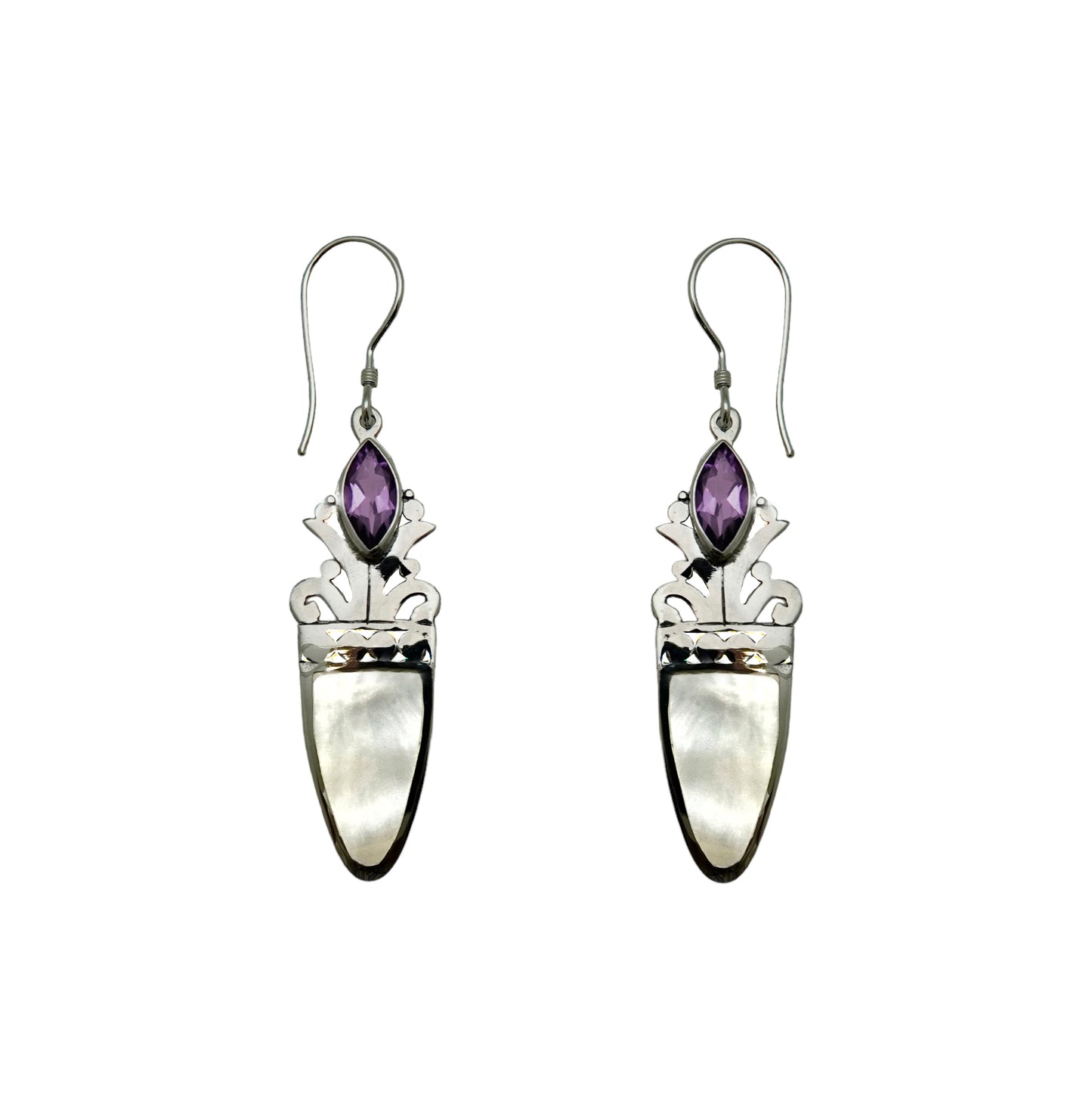 (344BAMMOP) Amethyst and Mother of Pearl Earring