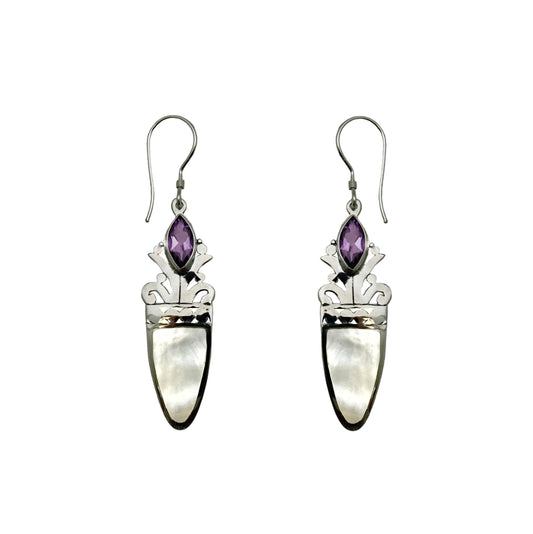 (344BAMMOP) Amethyst and Mother of Pearl Earring