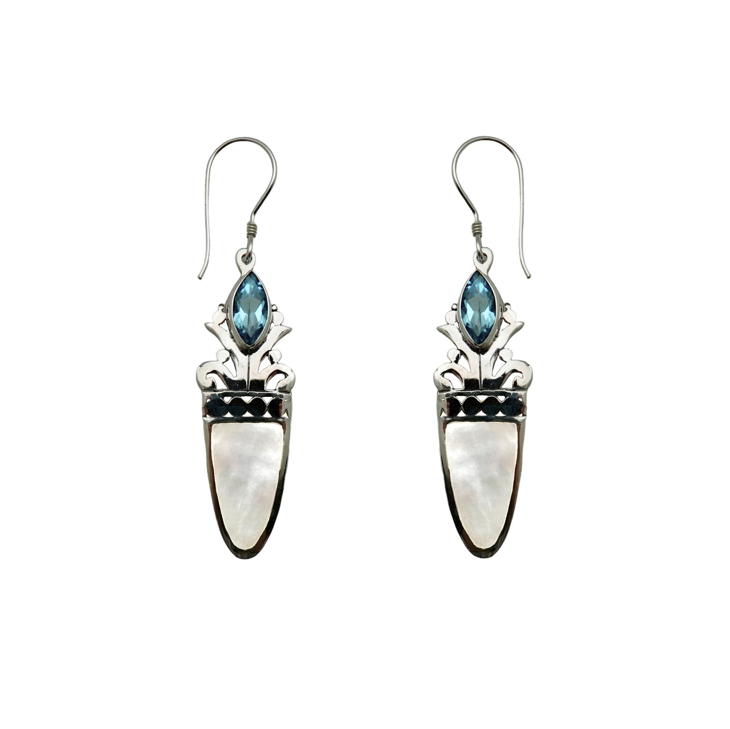 (344BBTMOP) Blue Topaz and Mother of Pearl Earring