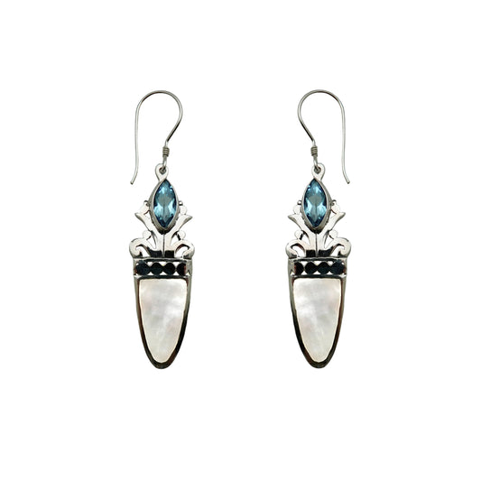 (344BBTMOP) Blue Topaz and Mother of Pearl Earring