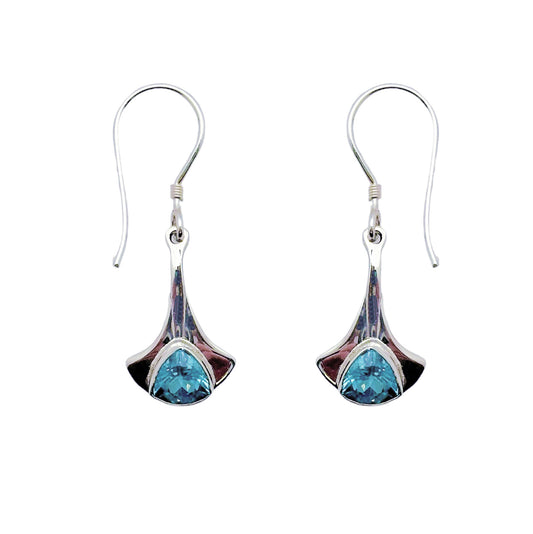 (345BBT) Blue Topaz Silver Earring