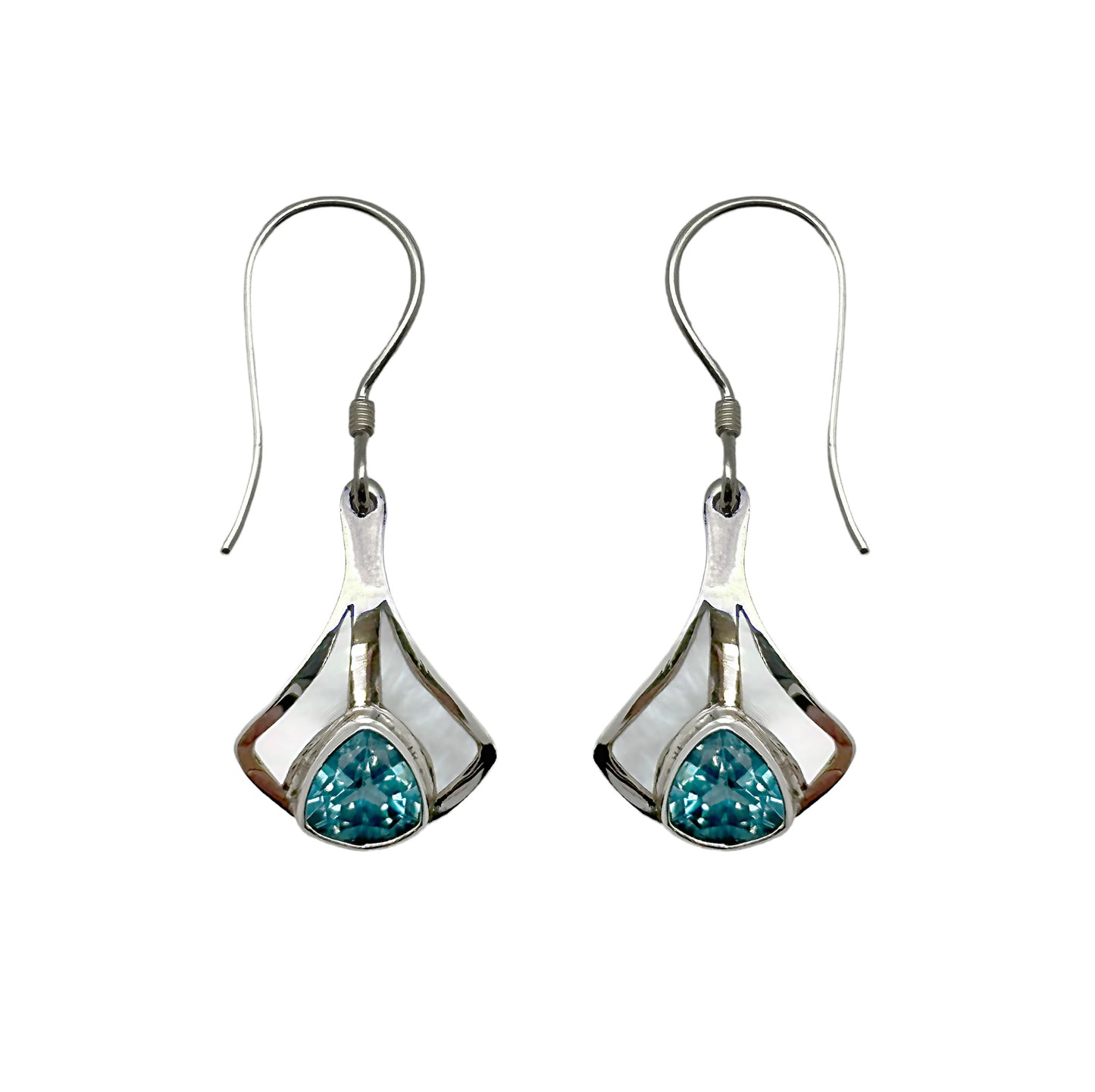 (345BBTMOP) Blue Topaz with Mother of Pearl Earring