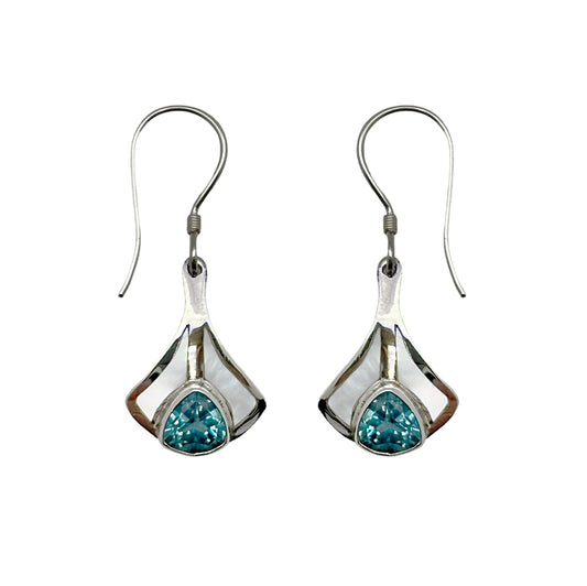 (345BBTMOP) Blue Topaz with Mother of Pearl Earring