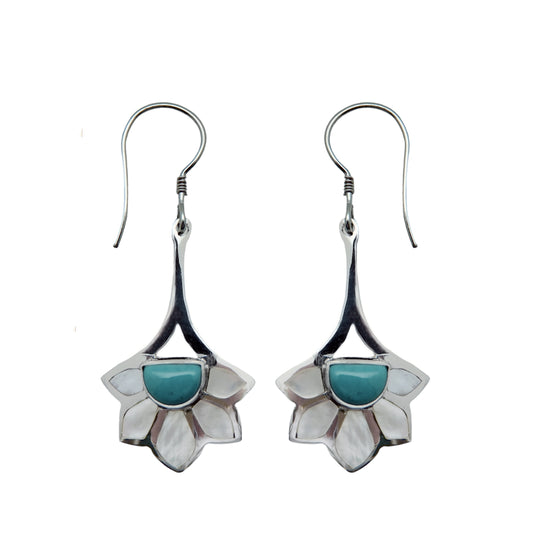 (346BTQMOP) Turquoise and Mother of Pearl Earrings