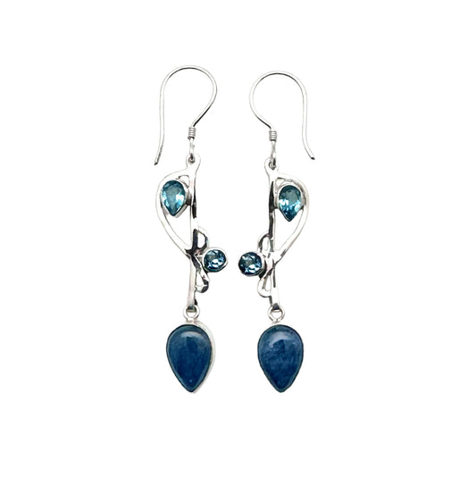 (346BTKY) Swiss Blue Topaz & Kyanite Earrings