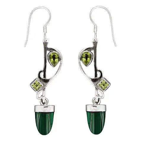 (346PEMA) Peridot & Malachite Earrings