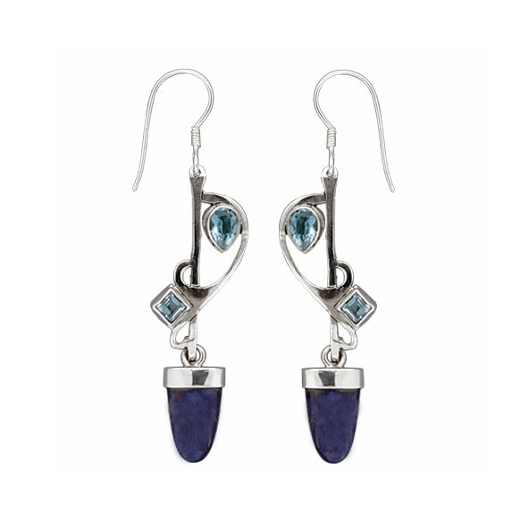 (346BTLA) Blue Topaz & Lapis Earrings