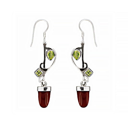 (346PECA) Peridot & Carnelian Earrings