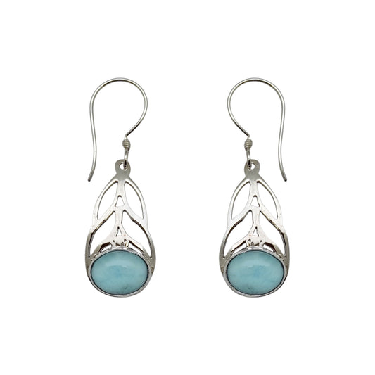 (SP353CLGLAR) Silver Plated Cutout Larimar Earrings