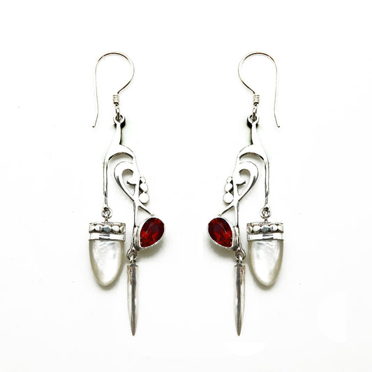 (357GAMOP) Silver Multi Stone Earring
