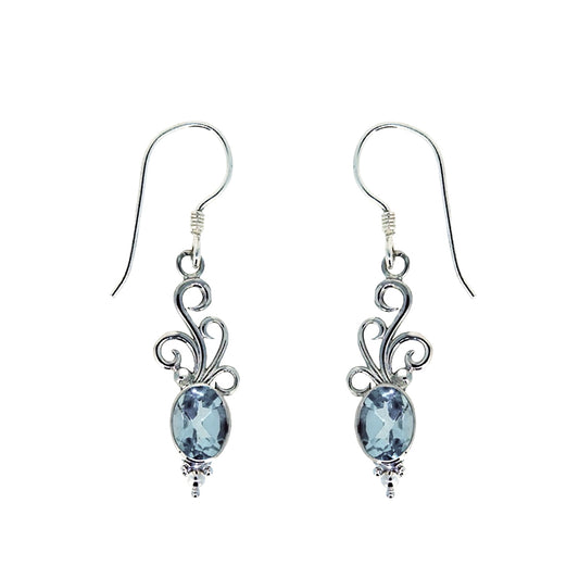 (361ABT) Swiss Blue Topaz Silver Earrings