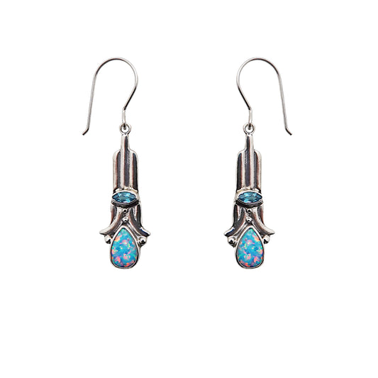 (364BBTOPSB) Blue Topaz/Blue Opal Earrings