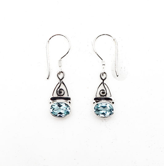 (366ABT) Blue topaz drop earring