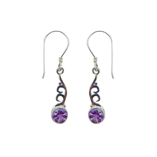 (366BAM) Amethyst drop earring in sterling silver