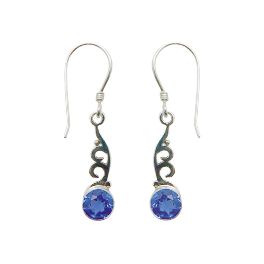 (366BBQ) Blue quartz drop earring in sterling silver