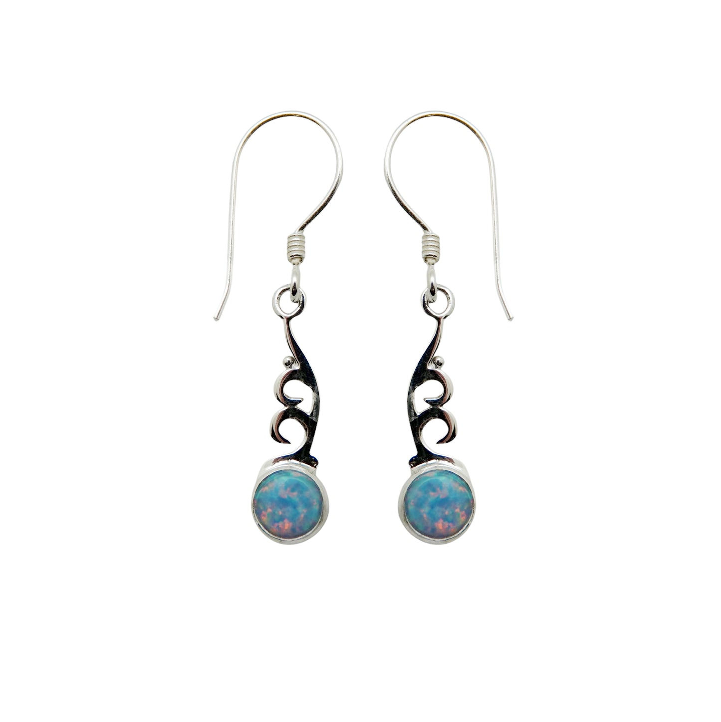 (366BOPSB) Lab Created blue opal drop earring