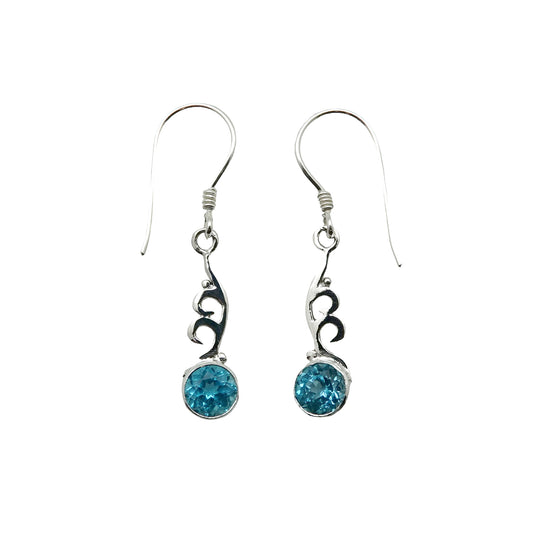 (366BBT) Blue drop earring in sterling silver