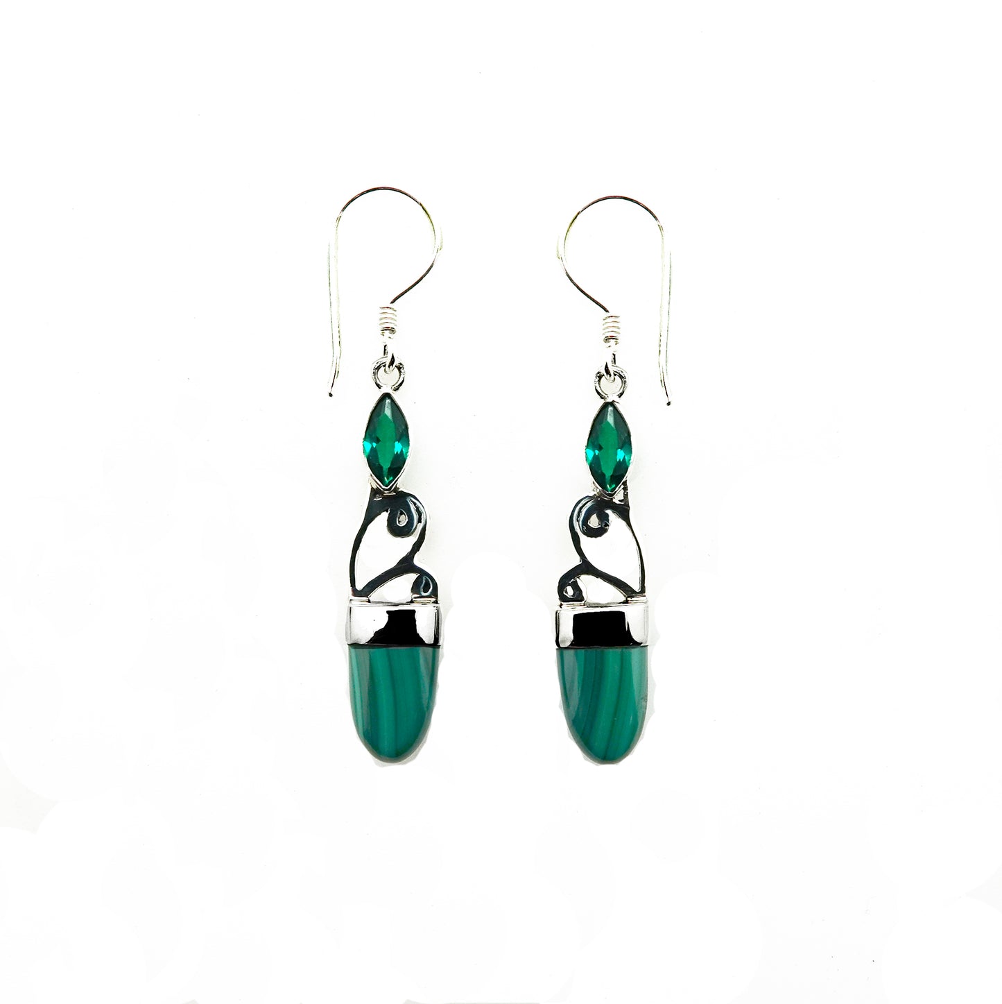 (367BEGQMA) Green quartz and malachite drop earring