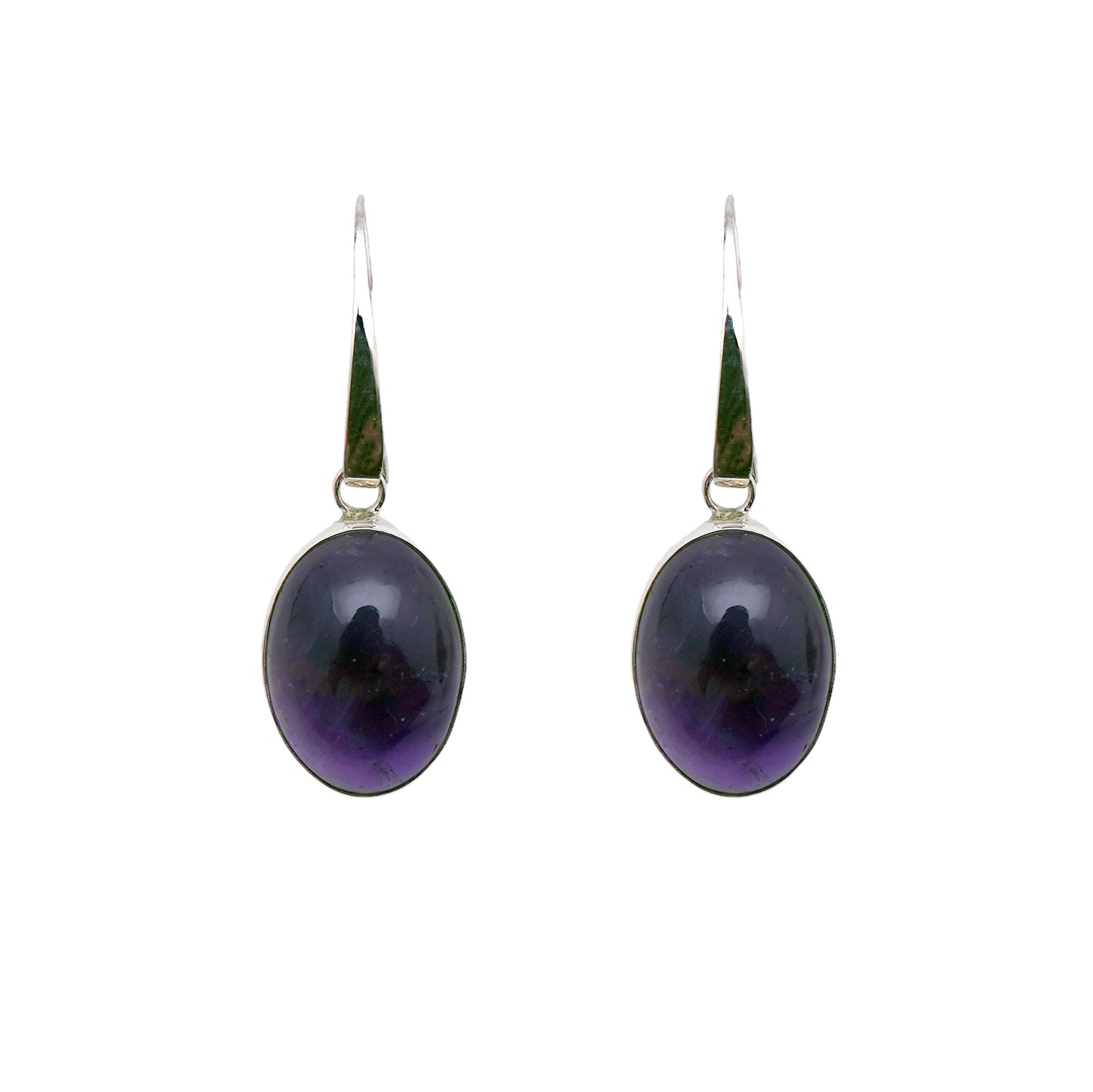 (372BAM) Large Amethyst cabochon dangle Earrings