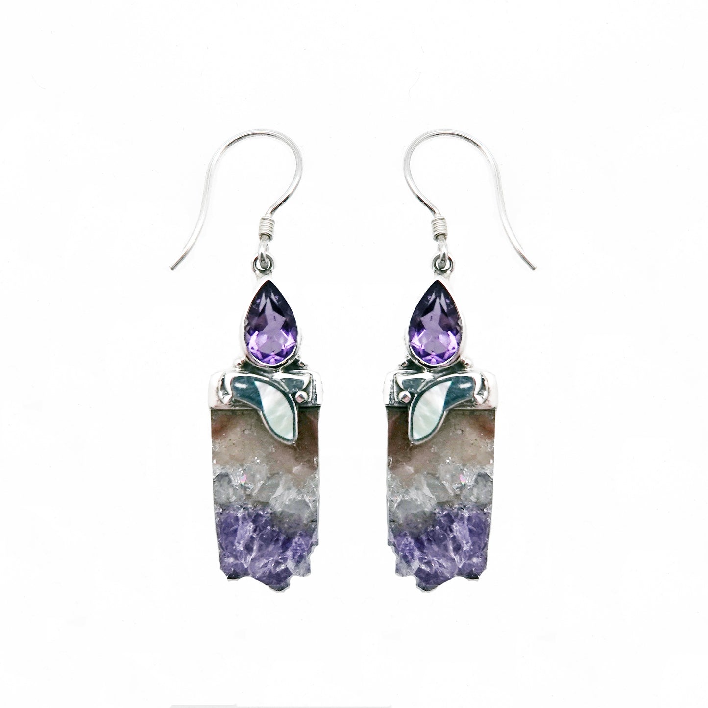 (374BAMMOP) Amethyst and crystal earring
