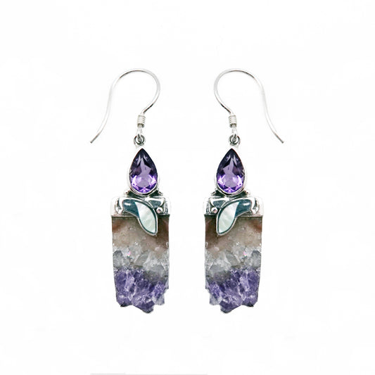 (374BAMMOP) Amethyst and crystal earring