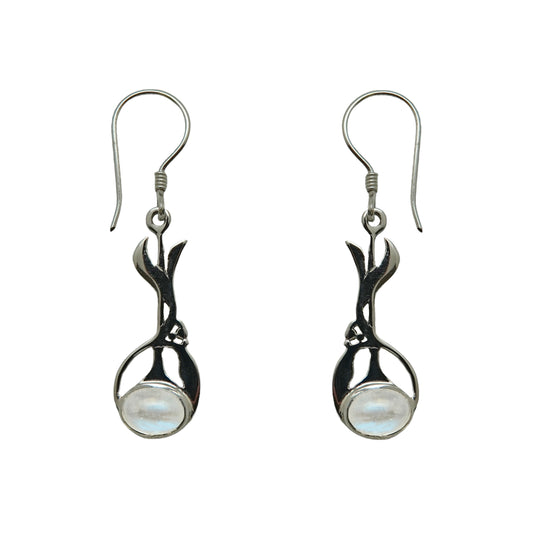 (383BBMS) Dangle gemstone earring set in sterling silver.