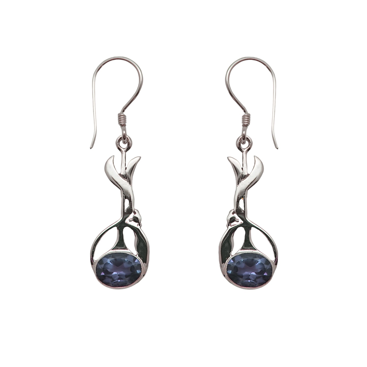 (383BBQ) Dangle gemstone earring in sterling silver.