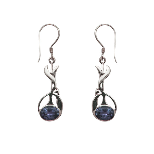 (383BBQ) Dangle gemstone earring in sterling silver.