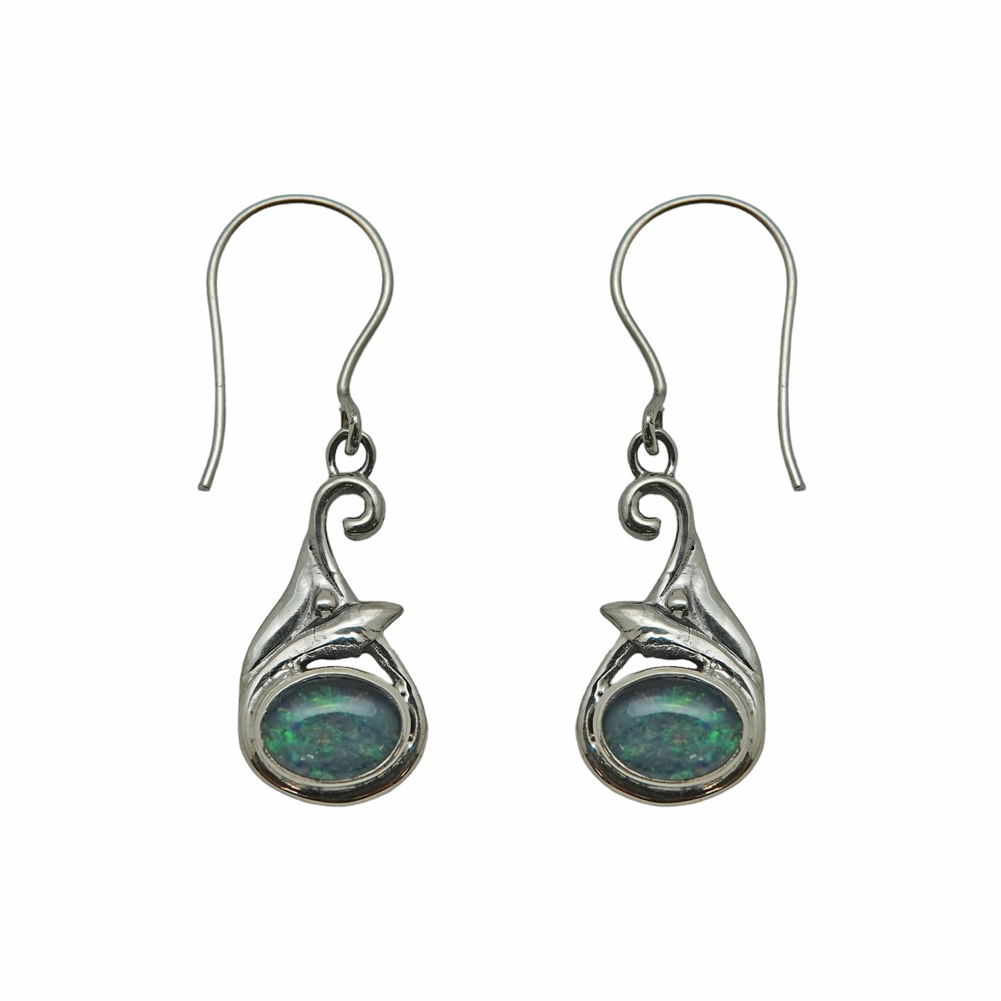 (391BOPT) Compact drop gemstone earring in sterling silver