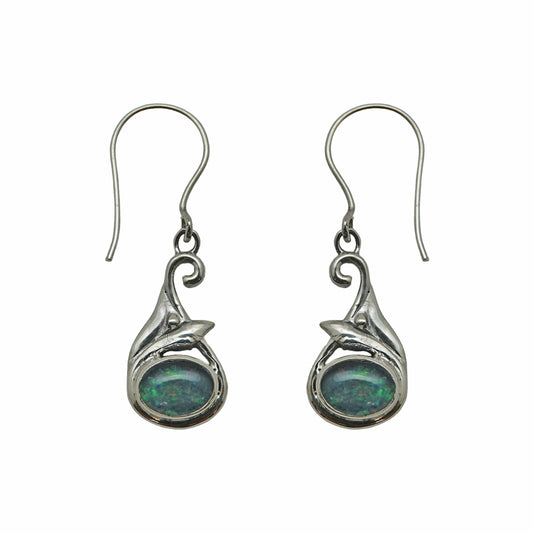 (391BOPT) Compact drop gemstone earring in sterling silver