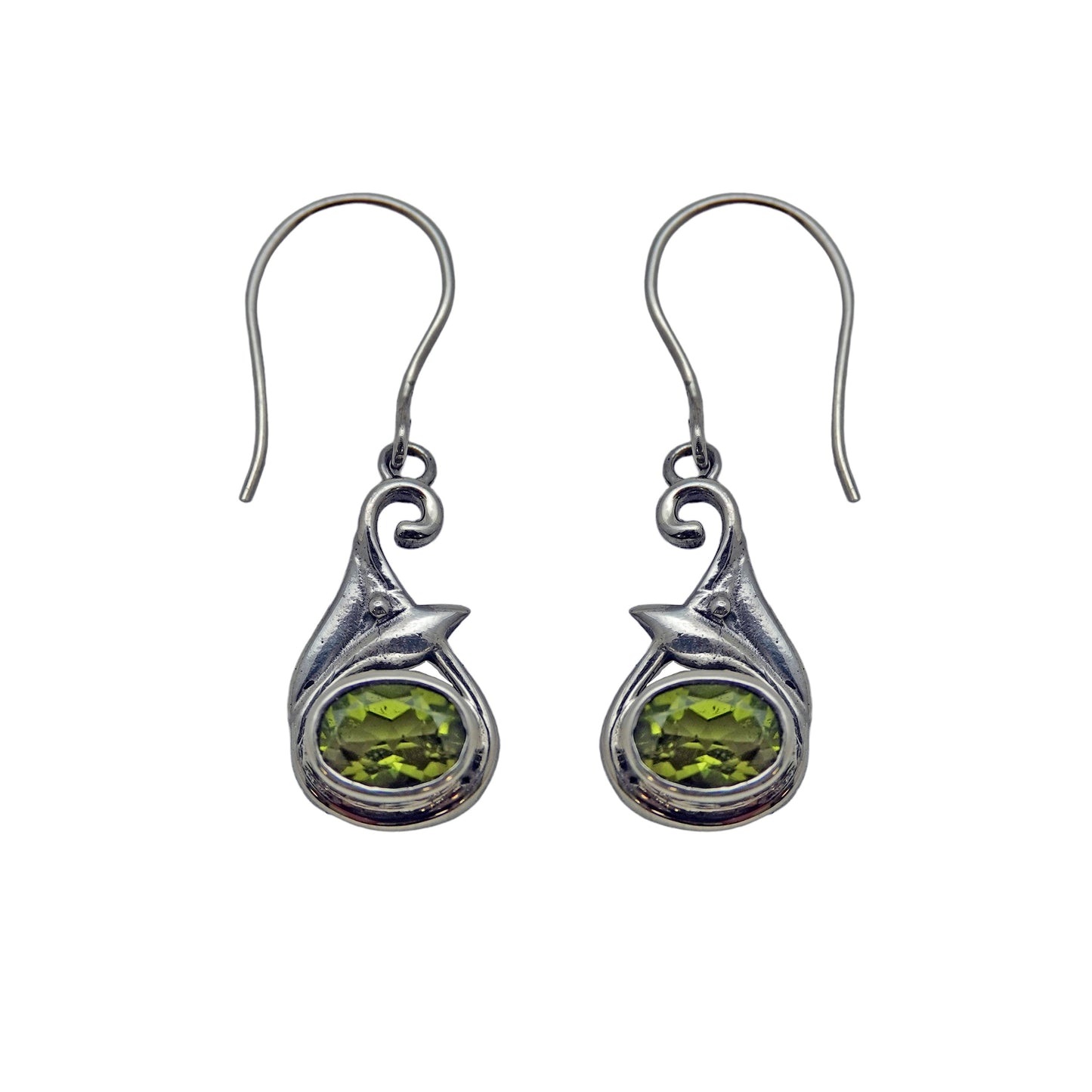 (391BPE) Compact drop gemstone earring in sterling silver.