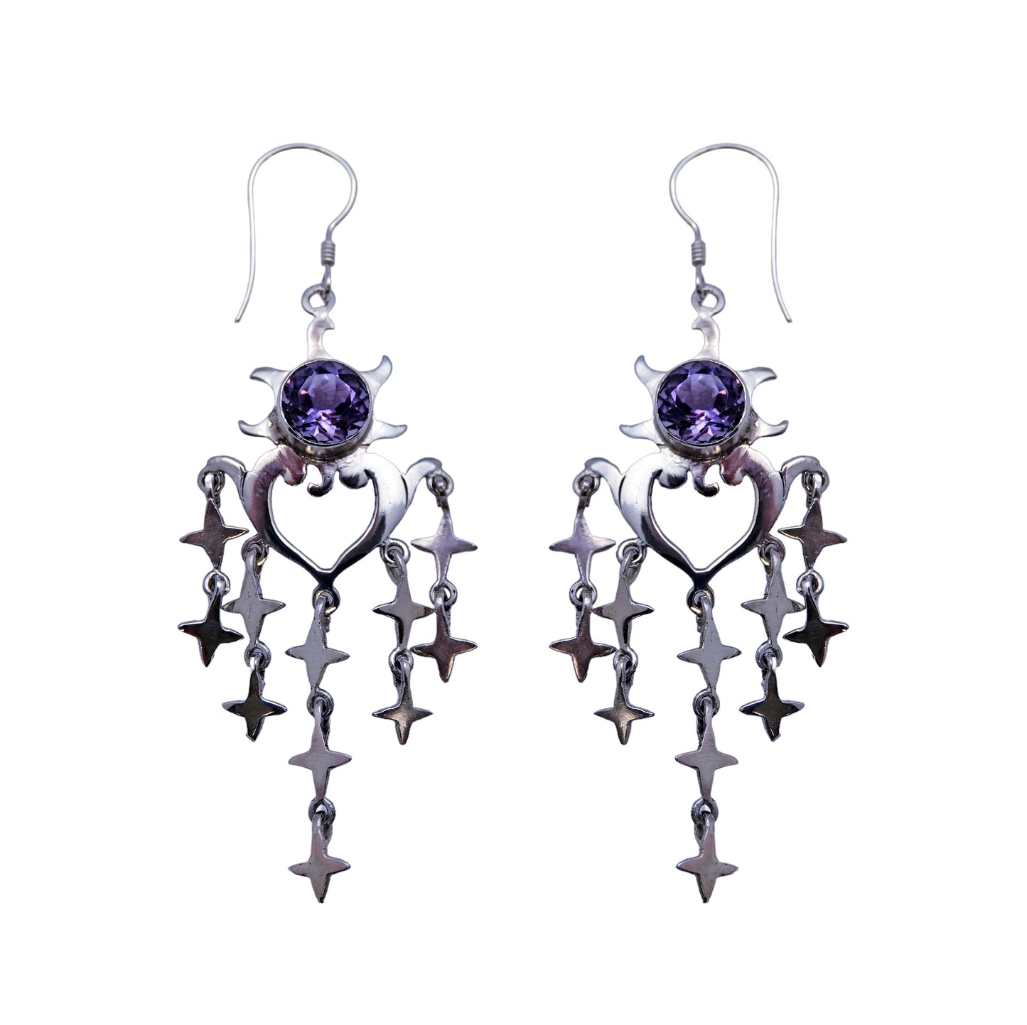 (394B) Bold celestial chandelier earring  amethyst