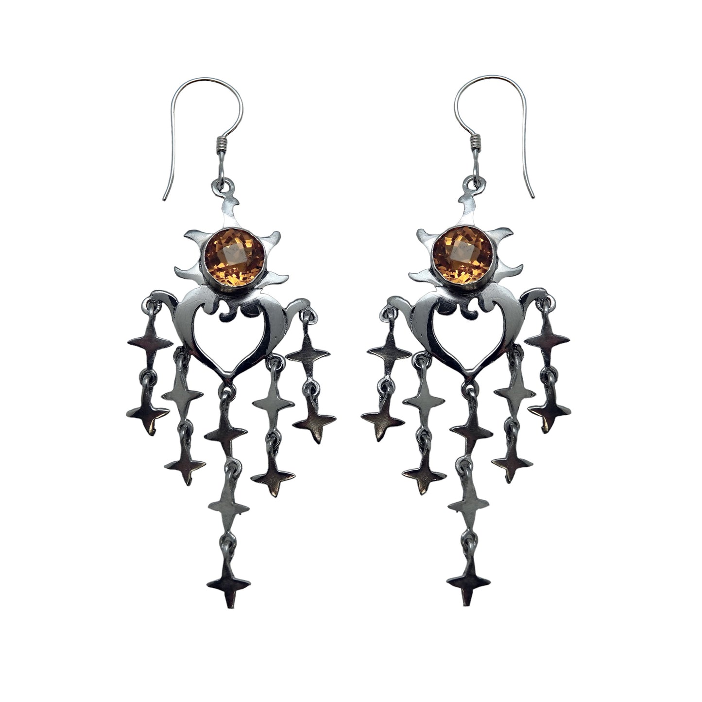 (394BCI) Bold celestial chandelier earring citrine