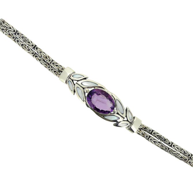 (504EAMMOP) Amethyst Bracelet with Mother of Pearl Inlay