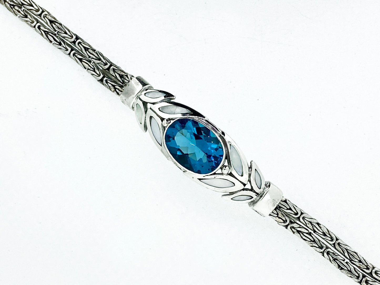 (504EBTMOP) Sky Blue Topaz Bracelet with Mother of Pearl Inlay