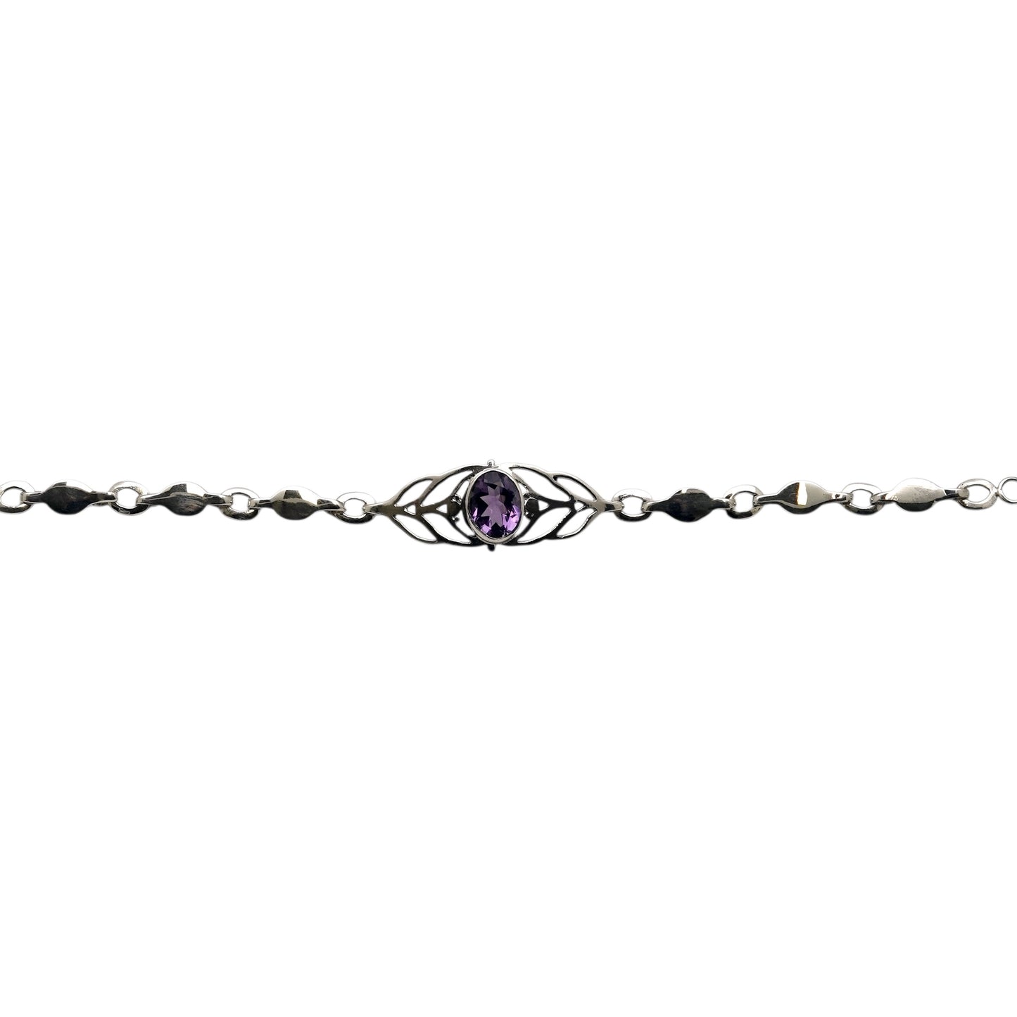 (534EAM) Amethyst Link Bracelet
